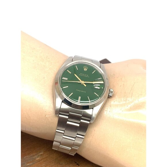 Rolex OysterDate Men's Watch 6694 Swiss Mechanical 70S Stella Green Lacquer Dial - Picture 5 of 16
